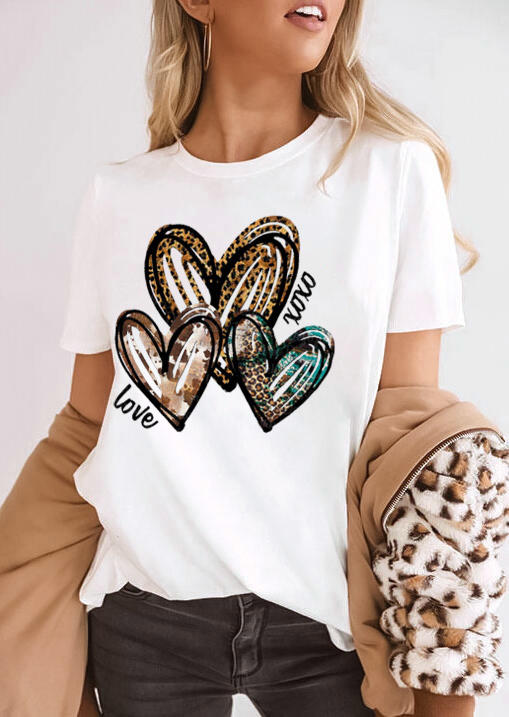 Valentine Xoxo Leopard T-Shirt Tee - White