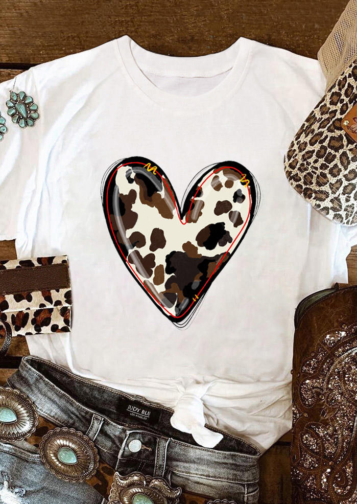 Buy Cow Heart T-Shirt Tee - White. Picture