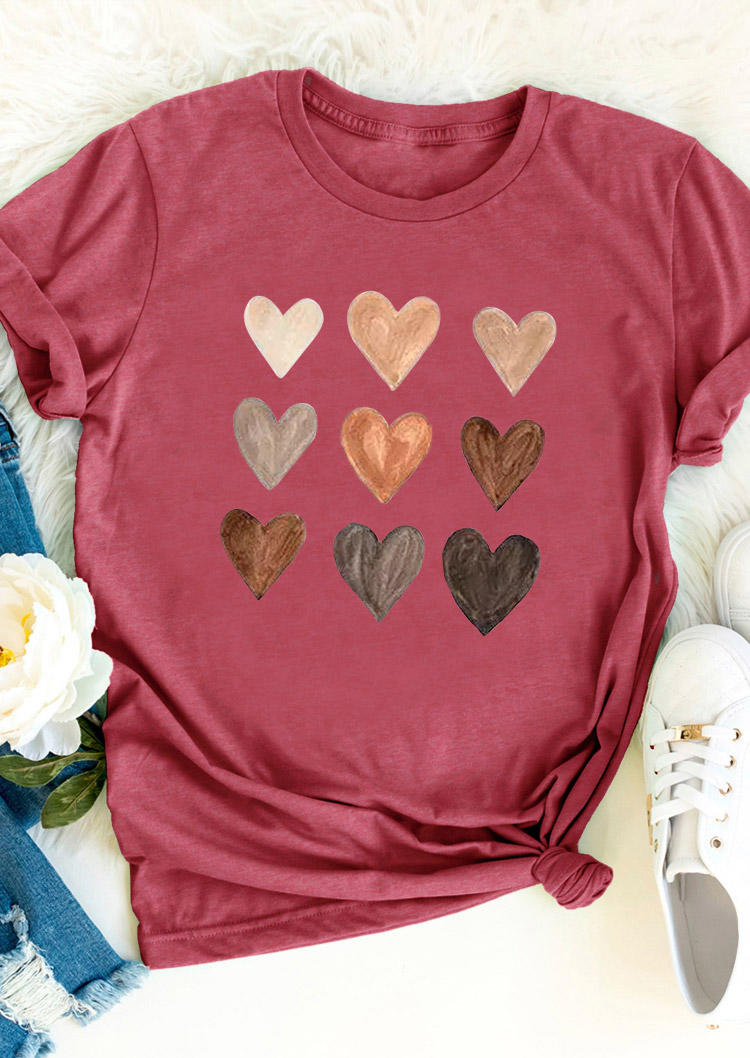 

Heart T-Shirt Tee - Brick Red, 529132