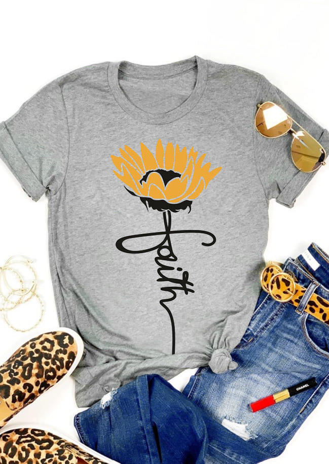 

Sunflower Faith T-Shirt Tee - Gray, 529175