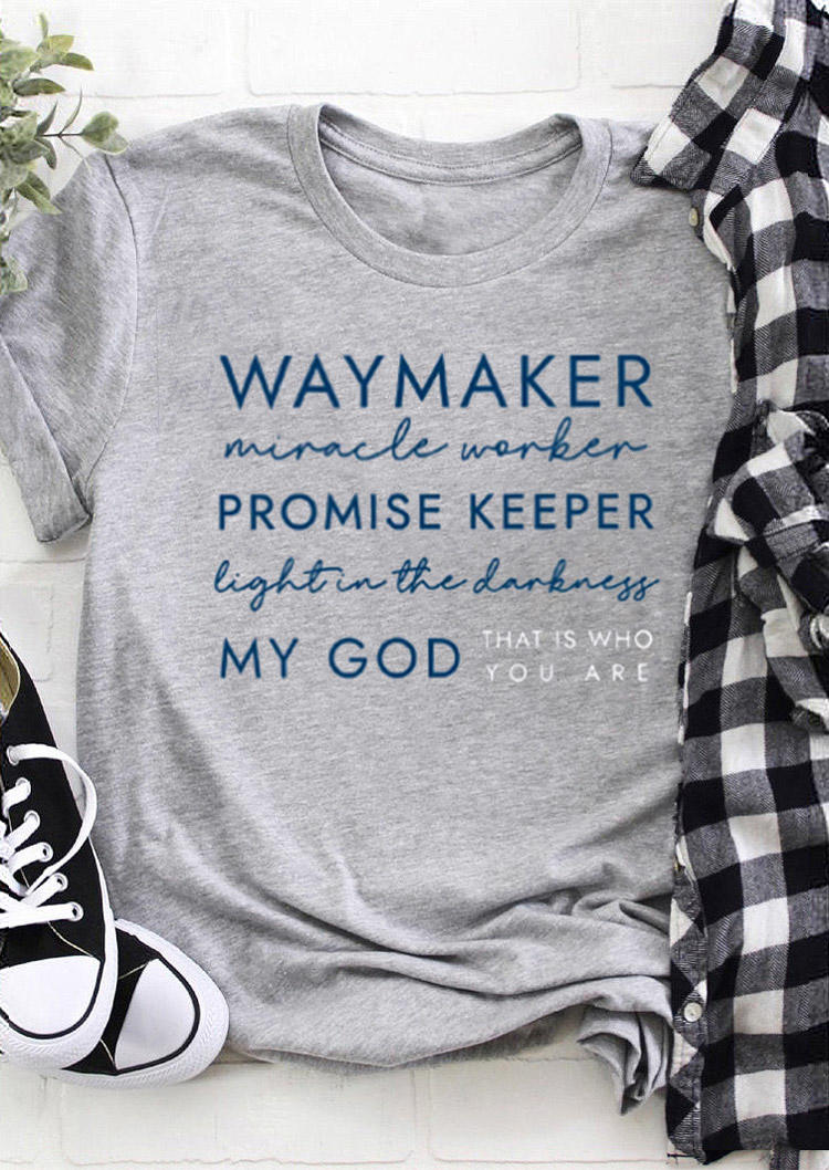 

Way Maker Promise Keeper My God T-Shirt Tee - Gray, 529184