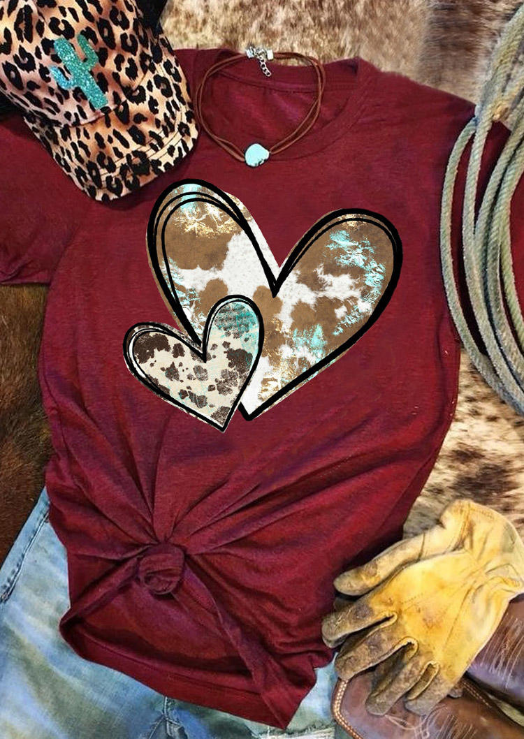 

Cow Heart T-Shirt Tee - Burgundy, 529185