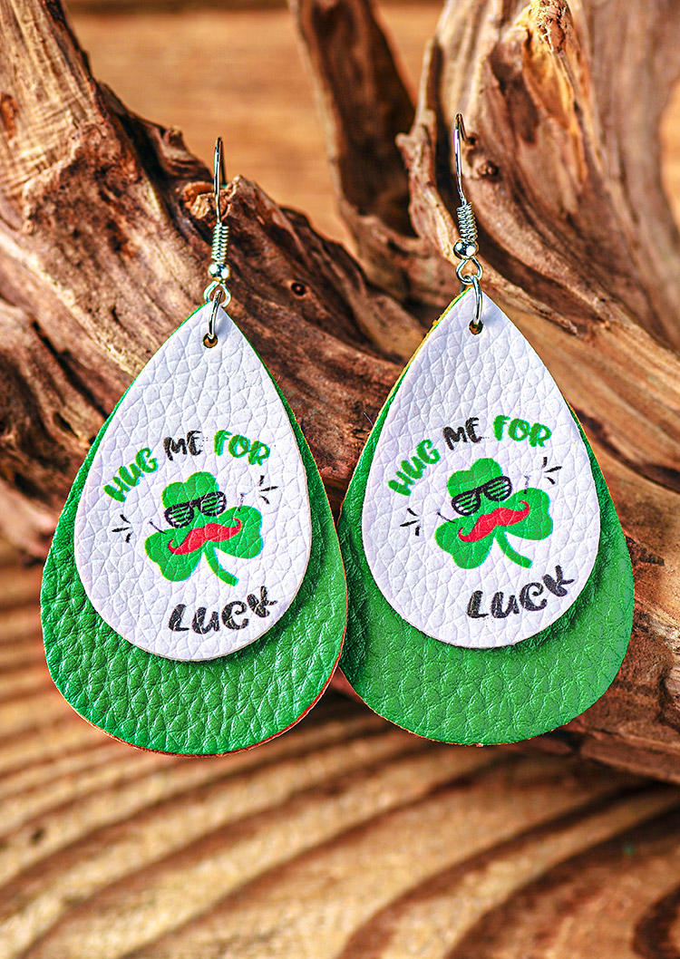 St. Patrick's Day Hug Me For Lucky Shamrock Earrings