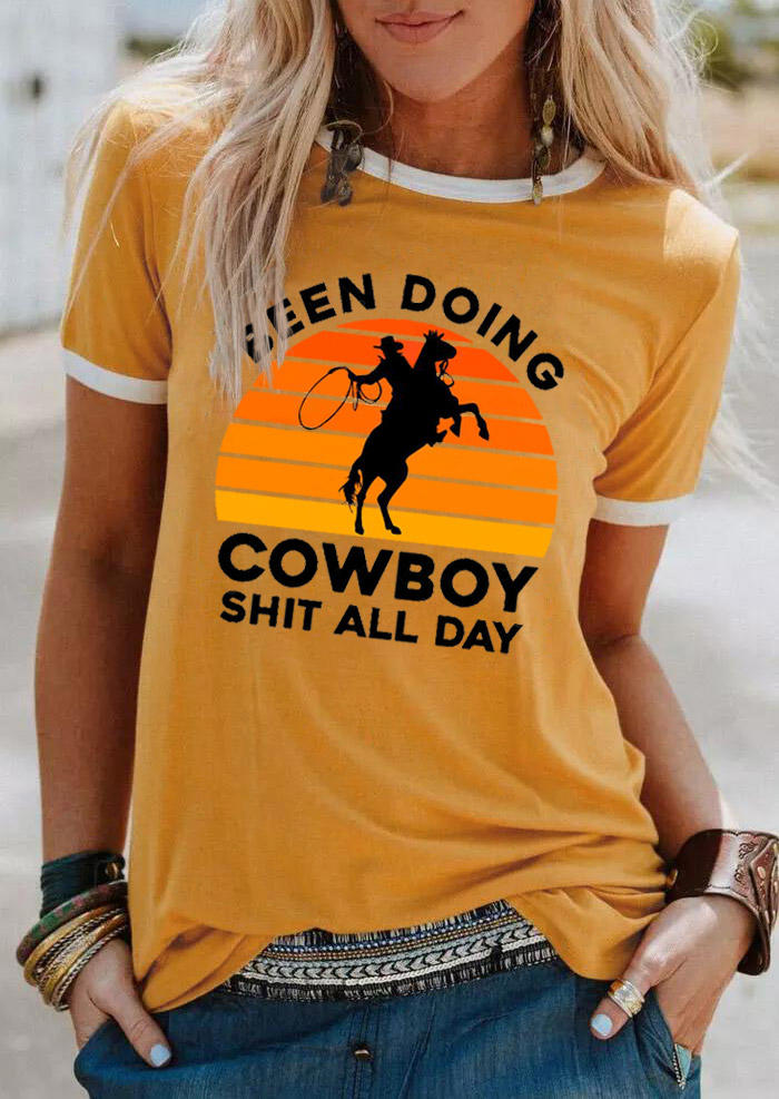 

Been Doing Cowboy Horse T-Shirt Tee - Yellow, 529113