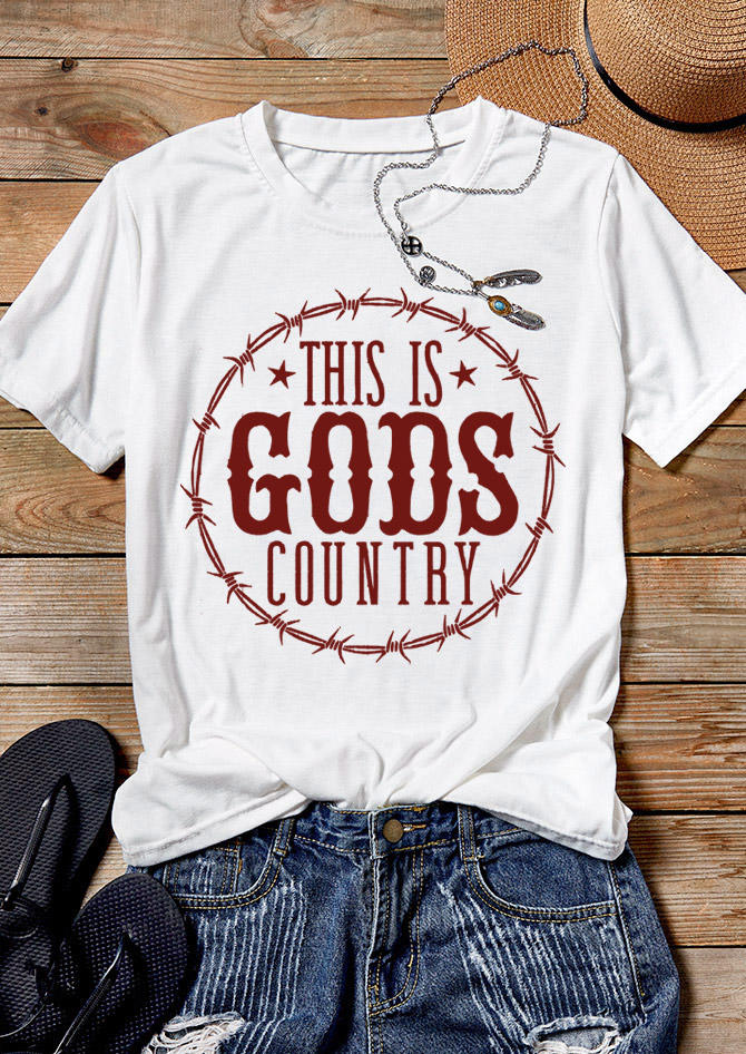 This Is God's Country O-Neck T-Shirt Tee - White