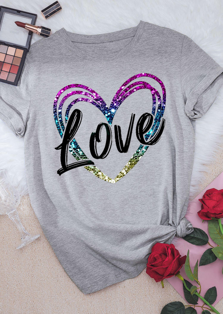 

Valentine Love Heart T-Shirt Tee - Light Grey, 529190