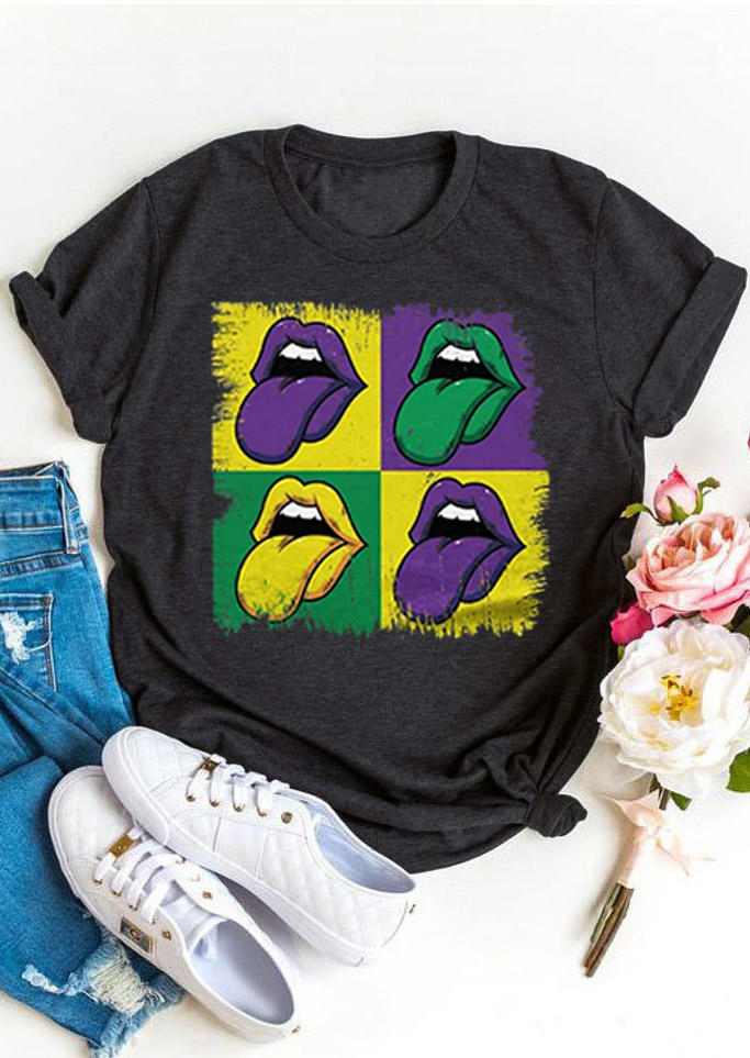 

Lips Shrove Tuesday T-Shirt Tee - Dark Grey, 529195