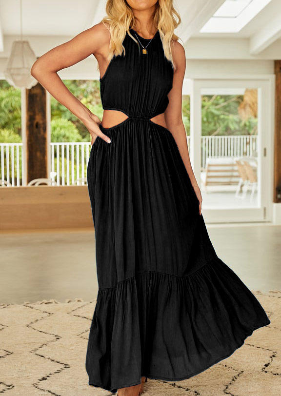 

Cut Out Sleeveless Maxi Dress - Black, 529258