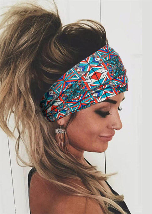 

Aztec Geometric Elastic Wide Headband, Multicolor, 527610