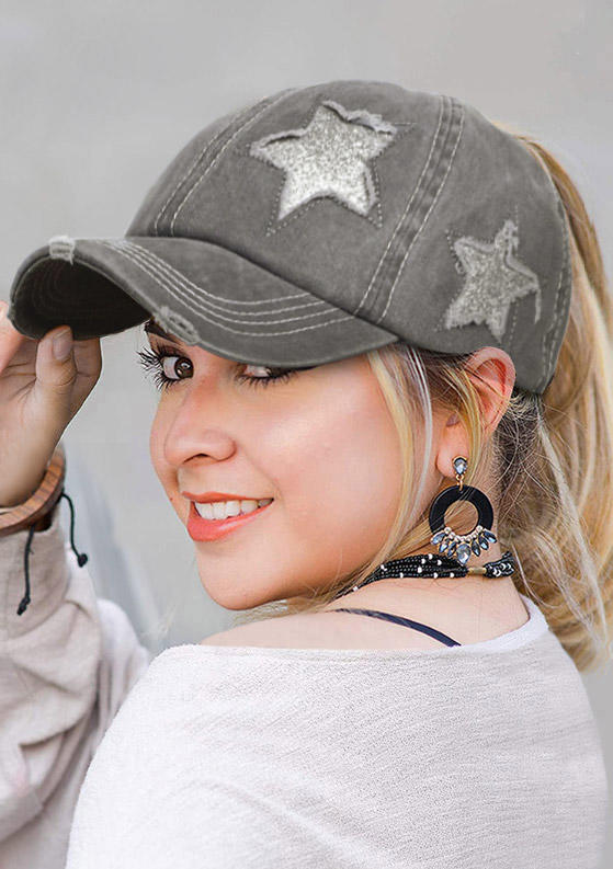 

Star Hollow Out Adjustable Baseball Cap, Gray;dark grey, 527761