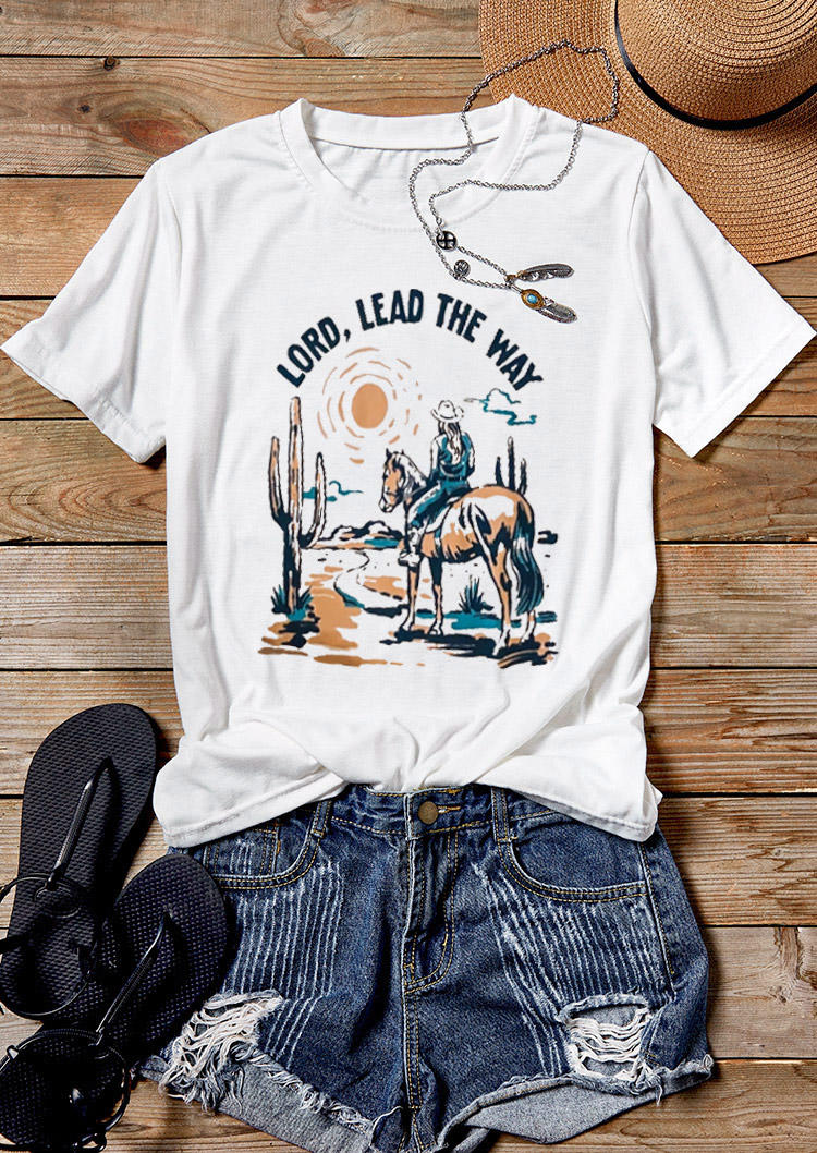 

Cowboy Lord Lead The Way T-Shirt Tee - White, 529457