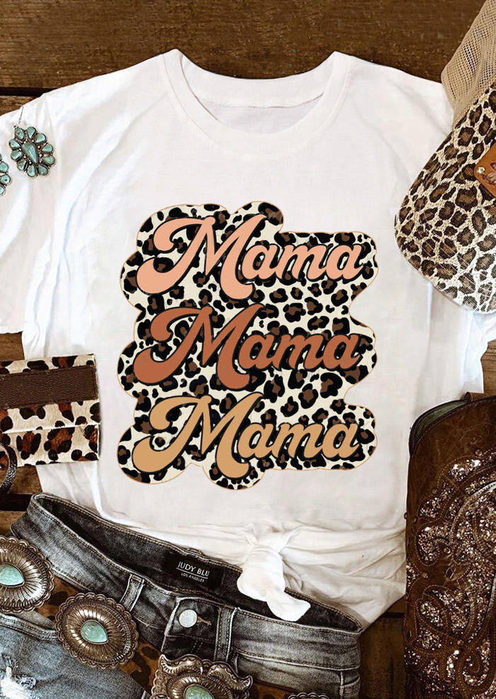 

Leopard Mama T-Shirt Tee - White, 529472