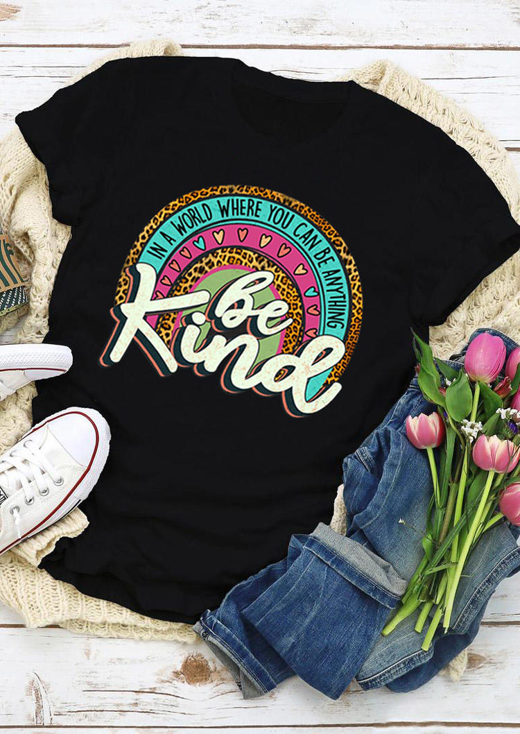 

Valentine Be Kind Leopard T-Shirt Tee - Black, 529485