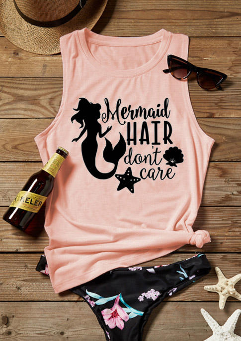 

Mermaid Hair Don't Care Star Scallop Tank - Pink, 529496