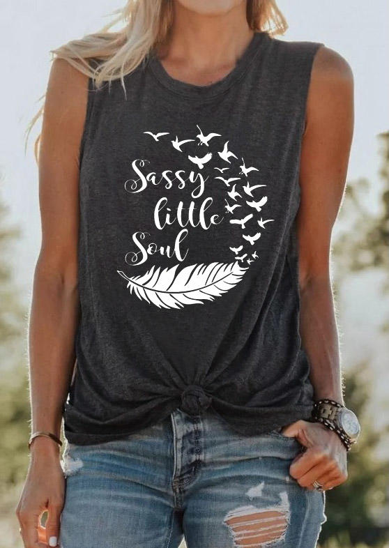 

Sassy Little Soul Feather Tank - Dark Grey, 529498