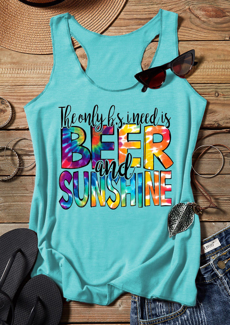 

I Need Is Beer And Sunshine Racerback Tank - Cyan, 529500