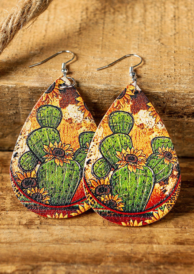 

Cactus Striped Water Drop Earrings, Pattern1, 527479