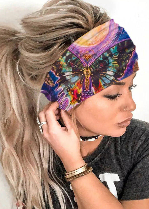 

Butterfly Elastic Wide Headband, Pattern2, 527657