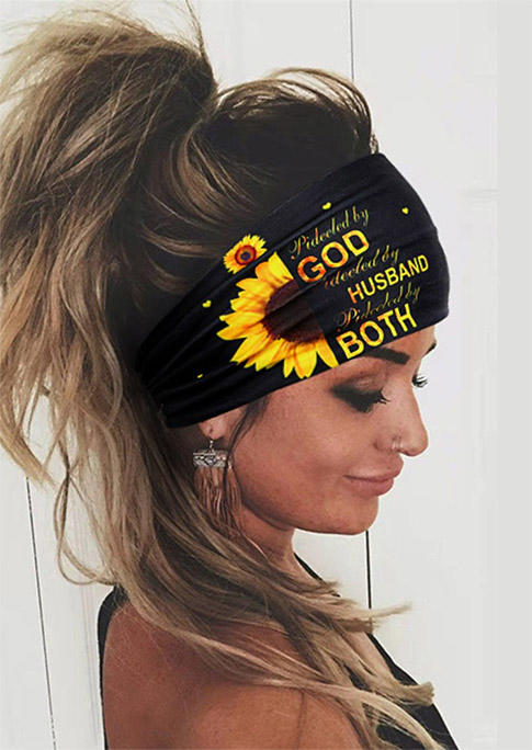 

Sunflower Elastic Wide Headband, Pattern2, 527731