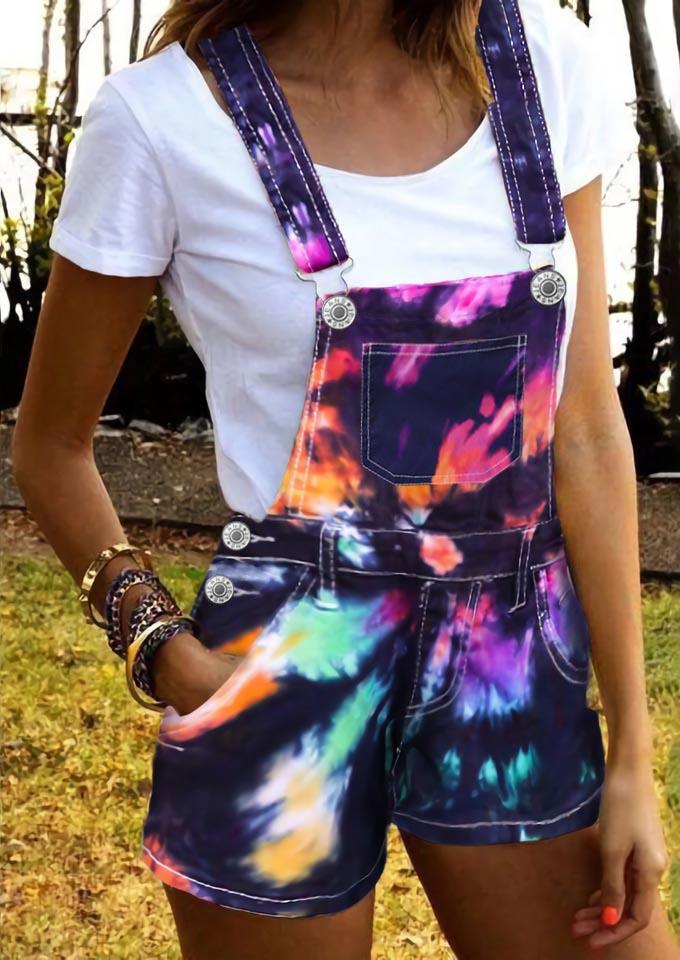 

Reverse Tie Dye Overall Romper, Multicolor, 528326