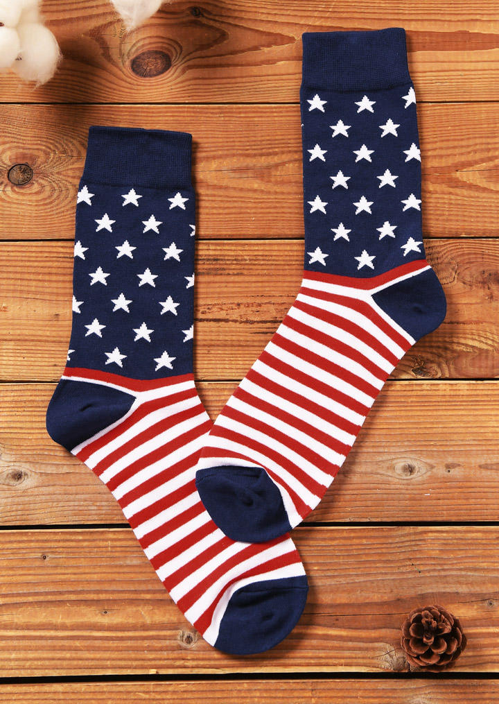 

Striped Star American Flag Crew Socks, Red, 529270