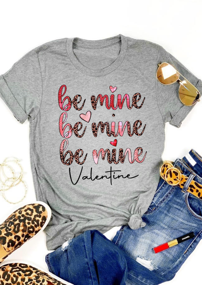 

Valentine Be Mine Herat Leopard T-Shirt Tee - Light Grey, 529473