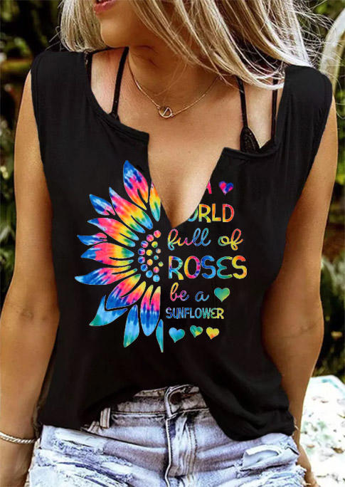 

In A World Full Of Roses Be A Sunflower Tank - Black, 529502