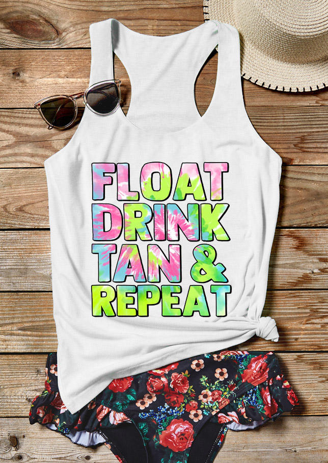 

Float Drink Tan Repeat Racerback Tank - White, 529513
