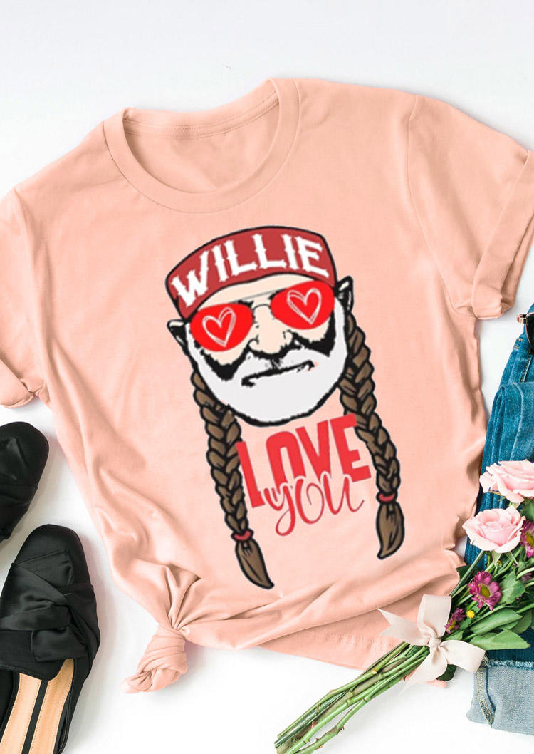 Buy Willie Love You T-Shirt Tee - Pink. Picture