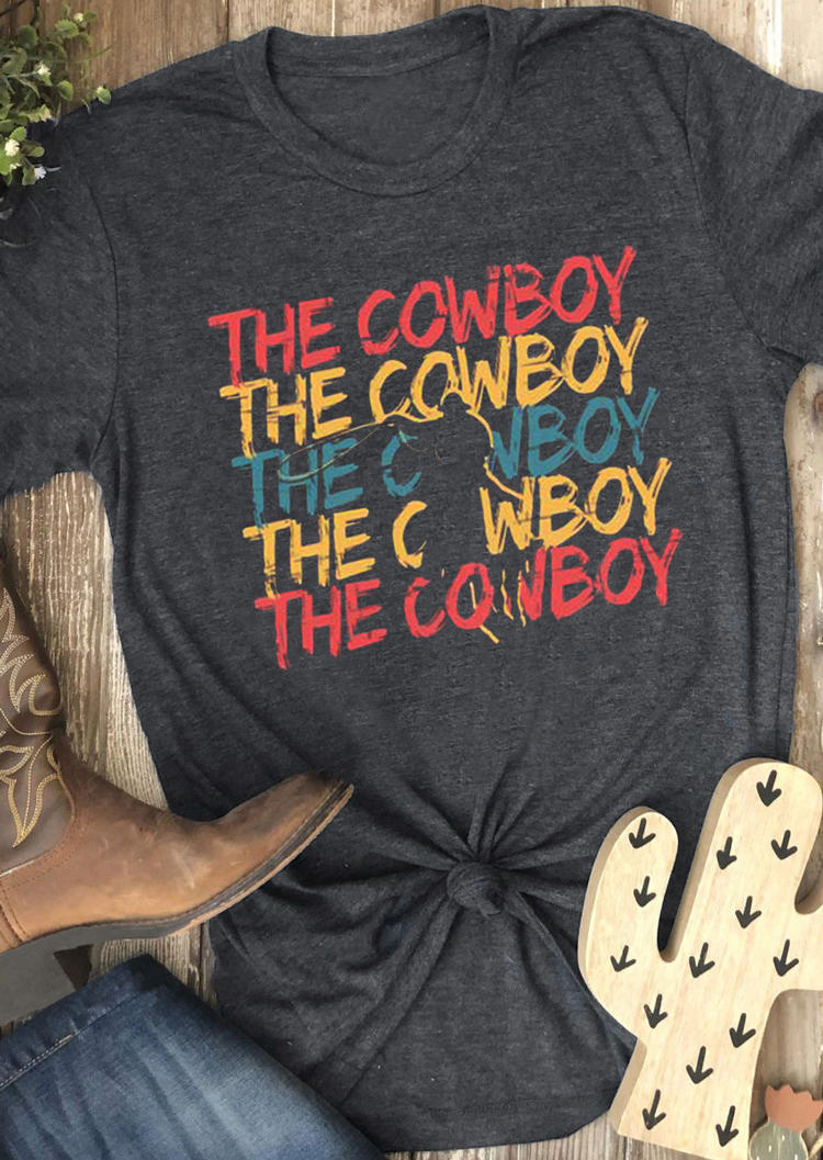 

The Cowboy O-Neck T-Shirt Tee - Dark Grey, 529461