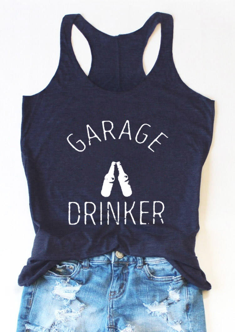 

Garage Drinker Beer Bottles Racerback Tank - Navy Blue, 529646