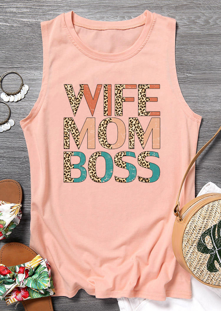 

Wife Mom Boss Leopard Tank - Pink, 529661