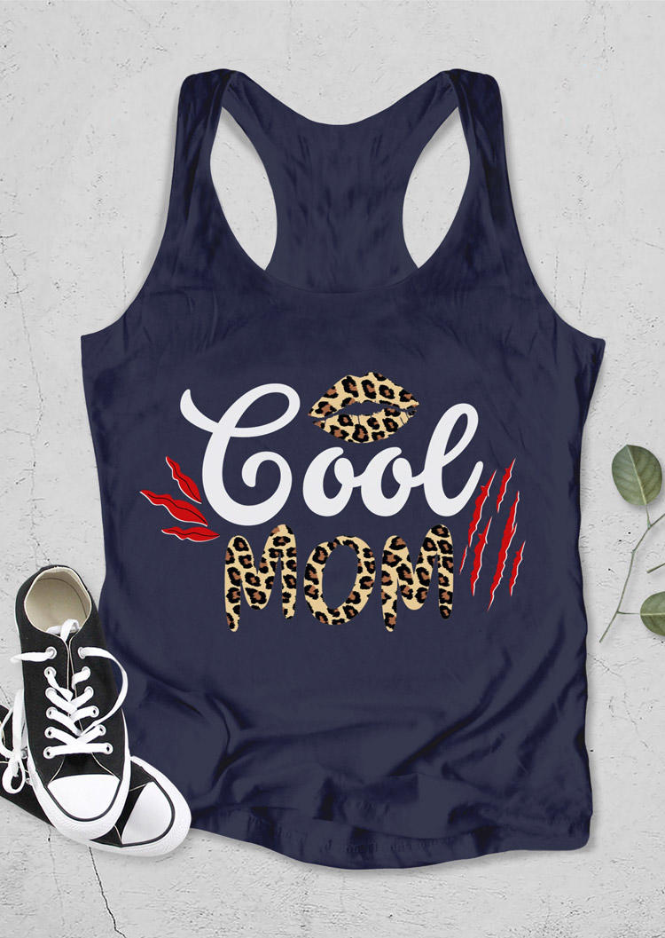 

Cool Mom Leopard Lips Racerback Tank - Navy Blue, 529665
