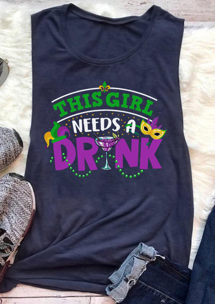 

This Girl Needs A Drink Tank - Navy Blue, 529670