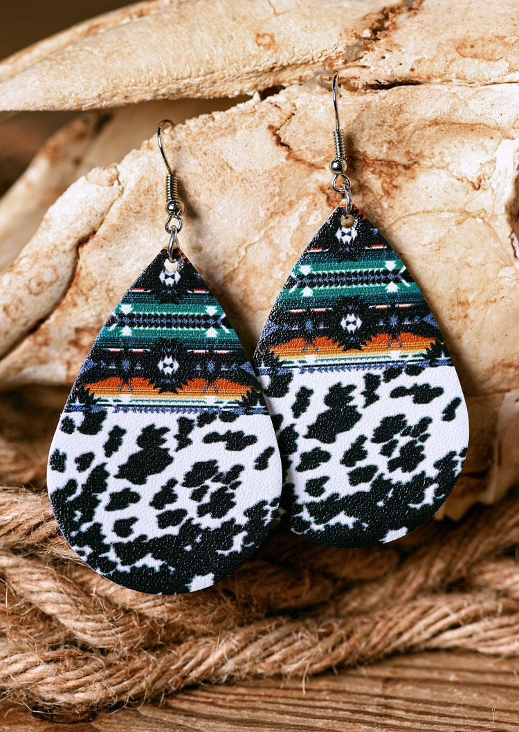 

Cow Aztec Geometric Water Drop Earrings, Multicolor, 529345