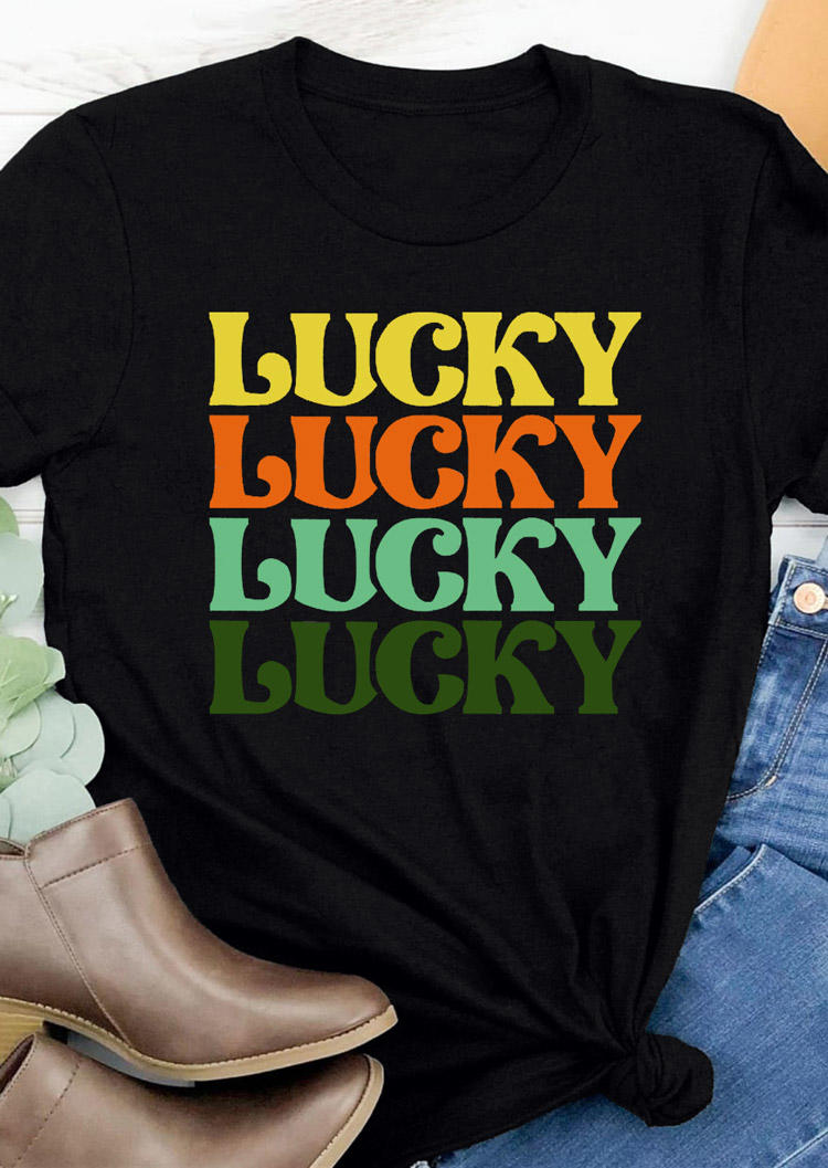 

St. Patrick' Day Lucky T-Shirt Tee - Black, 529615