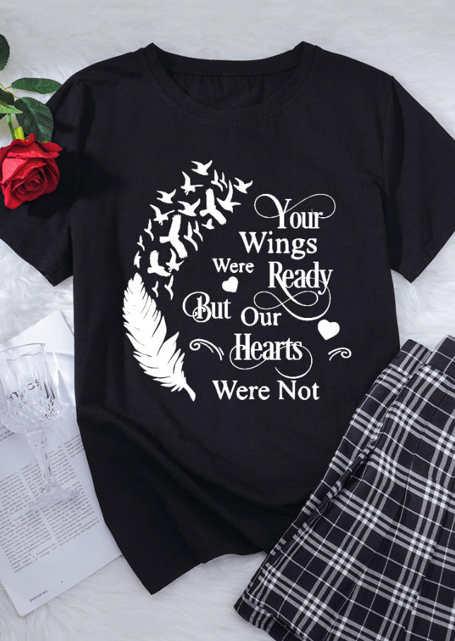 

Your Wings Were Ready Feather T-Shirt Tee - Black, 529634