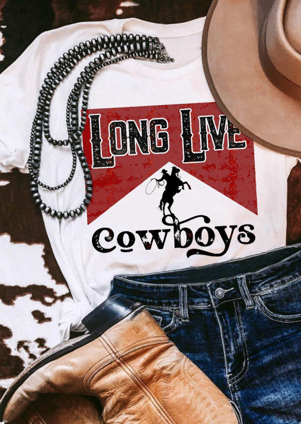 

Long Live Cowboys T-Shirt Tee - White, 529639