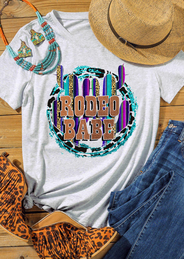 

Rodeo Babe Leopard T-Shirt Tee - Light Grey, 529696