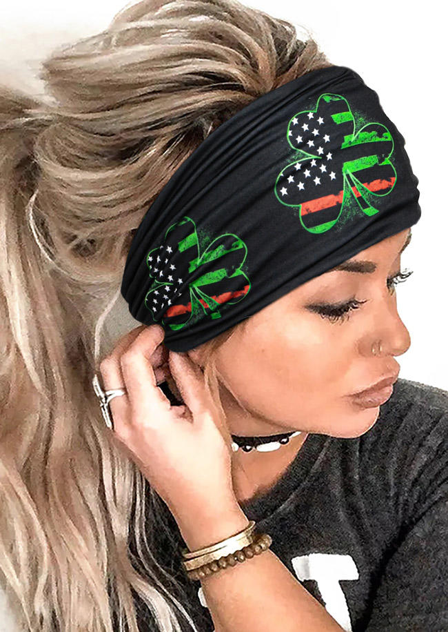

St. Patrick's Day Lucky Shamrock Wide Headband, Green, 526489