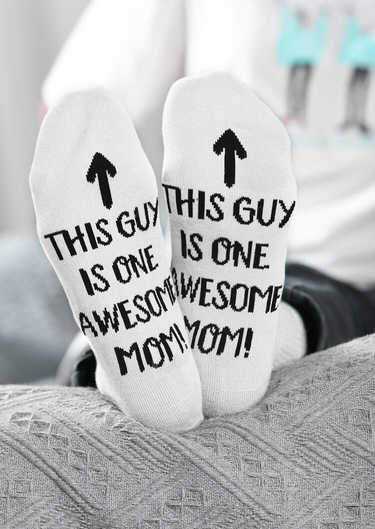 

This Guy Is One Awesome Mom Crew Socks, Black;white, 527628