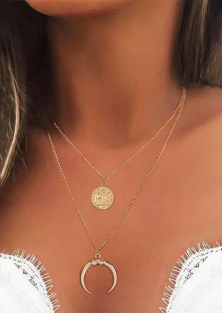 

Moon Double-Layered Necklace, Gold, 527864