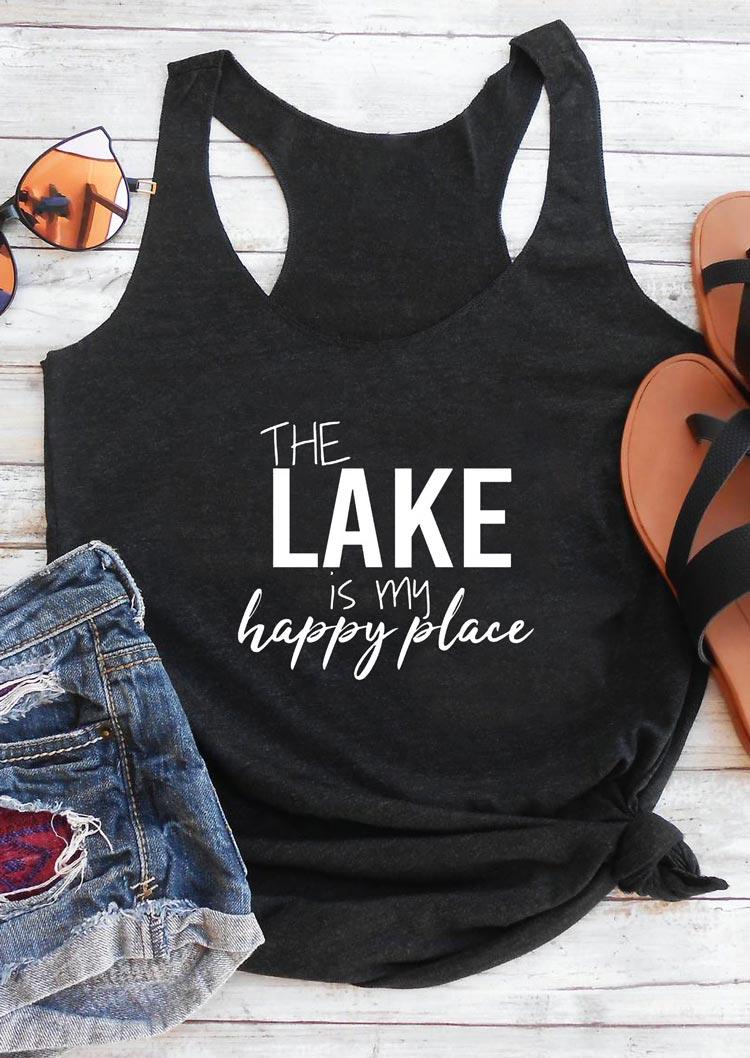 

The Lake Is My Happy Place Racerback Tank - Black, 527875
