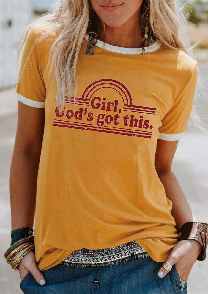 

Girls God' Got This T-Shirt Tee - Yellow, 529647