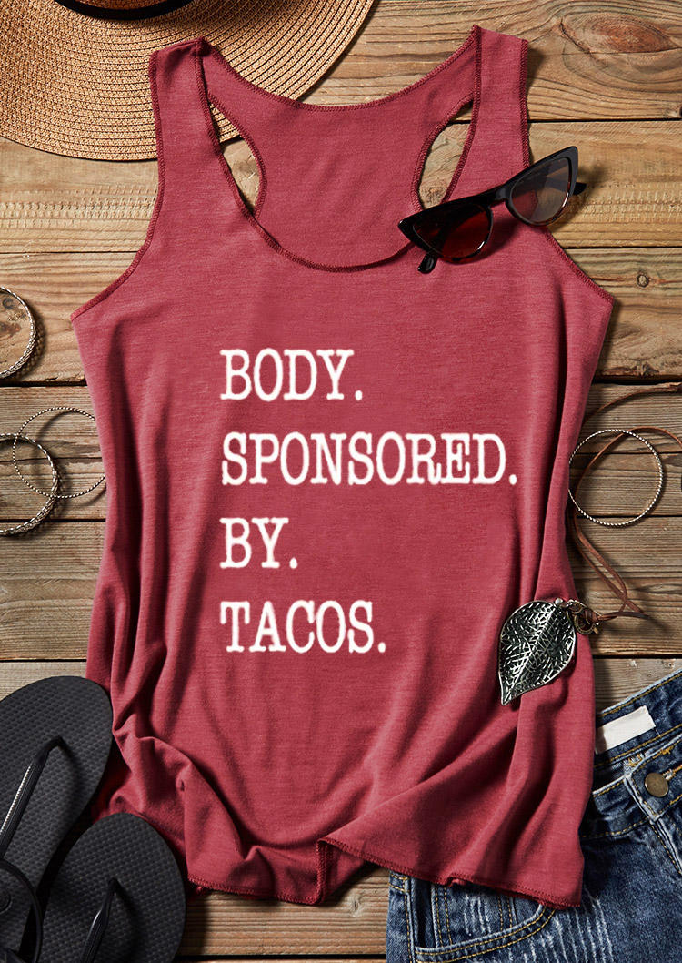 

Body Sponsored By Tacos Racerback Tank - Brick Red, 529657