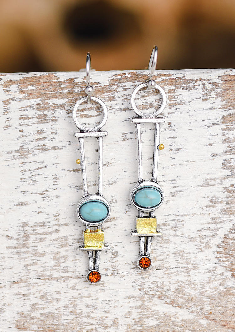 Buy Turquoise Geometric Alloy Earrings. Picture
