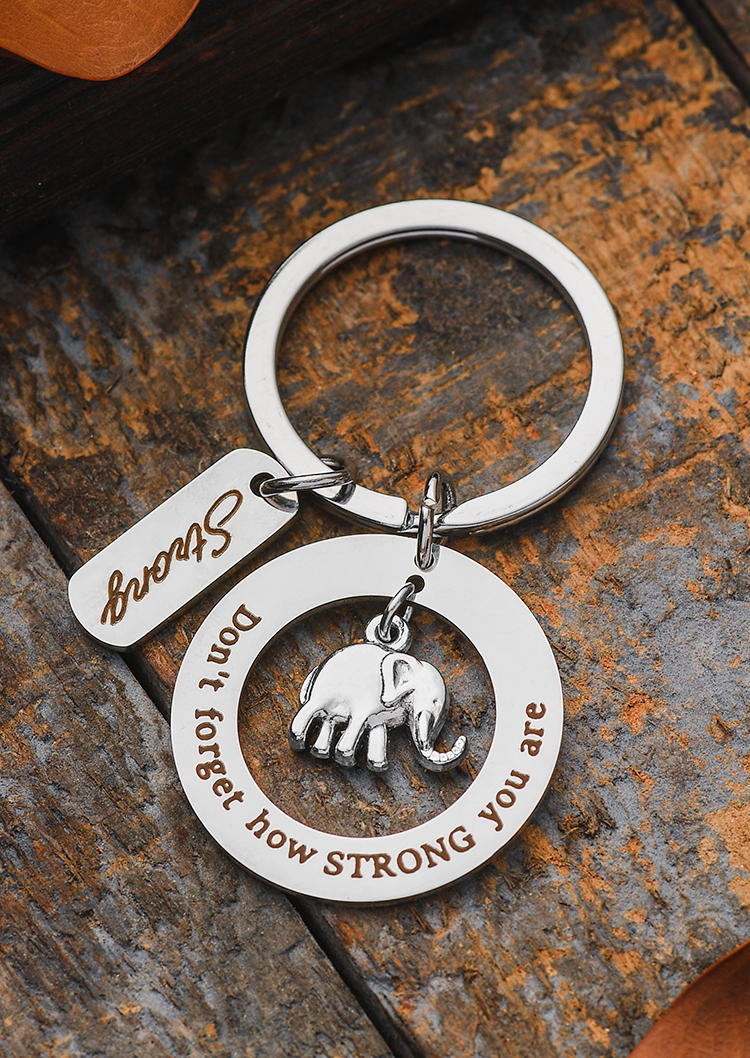 

Don't Forget How Strong You Are Elephant Keychain, Silver, 528099