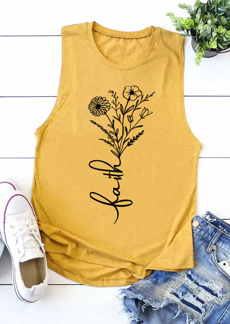 

Faith Floral Sleeveless Tank - Yellow, 529964