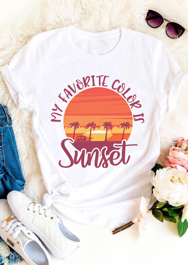 

My Favorite Color Is Sunset T-Shirt Tee - White, 529969