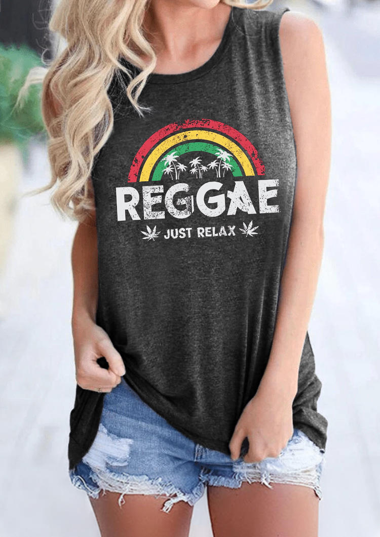 

Reggae Just Relax Rainbow Palm Tree Tank - Dark Grey, 529975